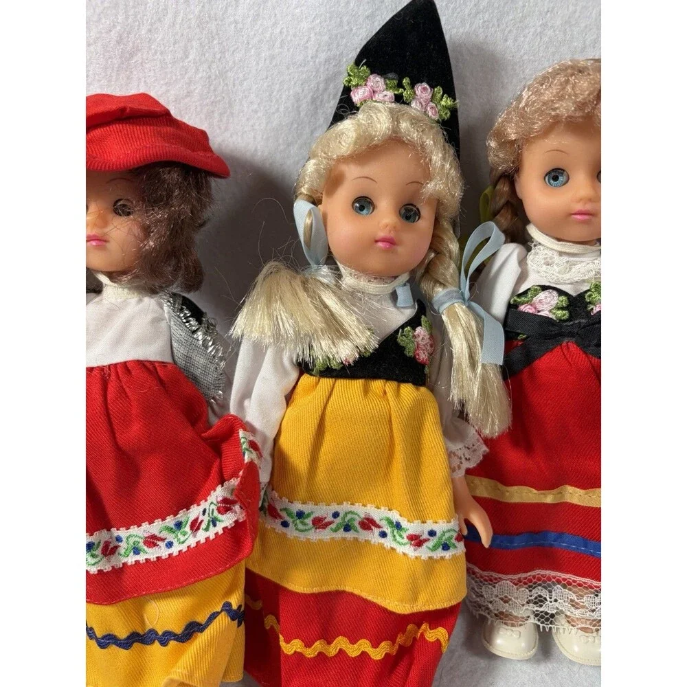 Vintage (6) Sleepy Eyes Traditional Costume Doll European Souvenir Dolls
